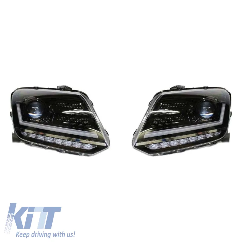 Headlights Set suitable for VW Amarok 2010+ DRL Full LED Halogen Version Black LEDHL107-BK RHD Right Hand Drive Osram Ledriving