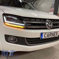 Headlights Set suitable for VW Amarok 2010+ DRL Full LED Halogen Version Black LEDHL107-BK RHD Right Hand Drive Osram Ledriving
