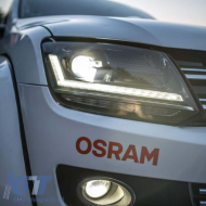 Headlights Set suitable for VW Amarok 2010+ DRL Full LED Halogen Version Black LEDHL107-BK RHD Right Hand Drive Osram Ledriving