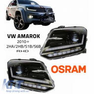 Headlights Set suitable for VW Amarok 2010+ DRL Full LED Halogen Version Black LEDHL107-BK RHD Right Hand Drive Osram Ledriving