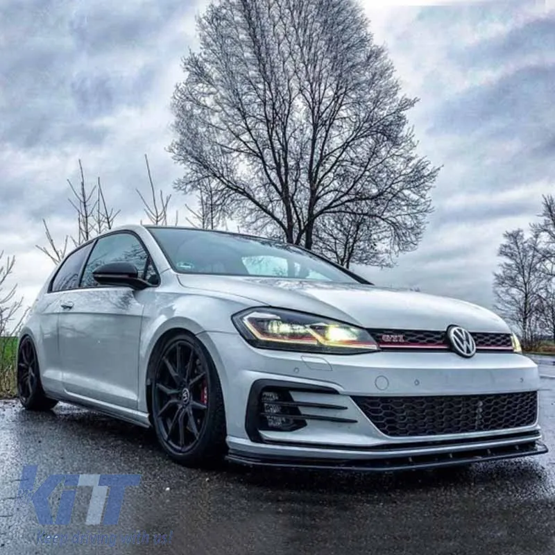 Headlights Set Suitable for VW Golf 7.5 17-19 Facelift DRL & Dynamic Signal Black/Red Line GTI Look H7 With Motor Carrier