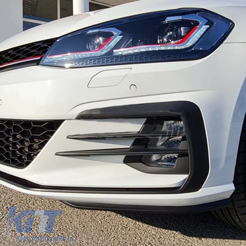 Headlights Set Suitable for VW Golf 7.5 17-19 Facelift DRL & Dynamic Signal Black/Red Line GTI Look H7 With Motor Carrier
