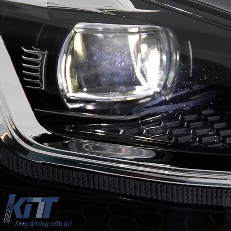 Headlights Set Suitable for VW Golf 7.5 17-19 Facelift DRL & Dynamic Signal Black/Chrome Line GTI Look H7 With Motor Carner