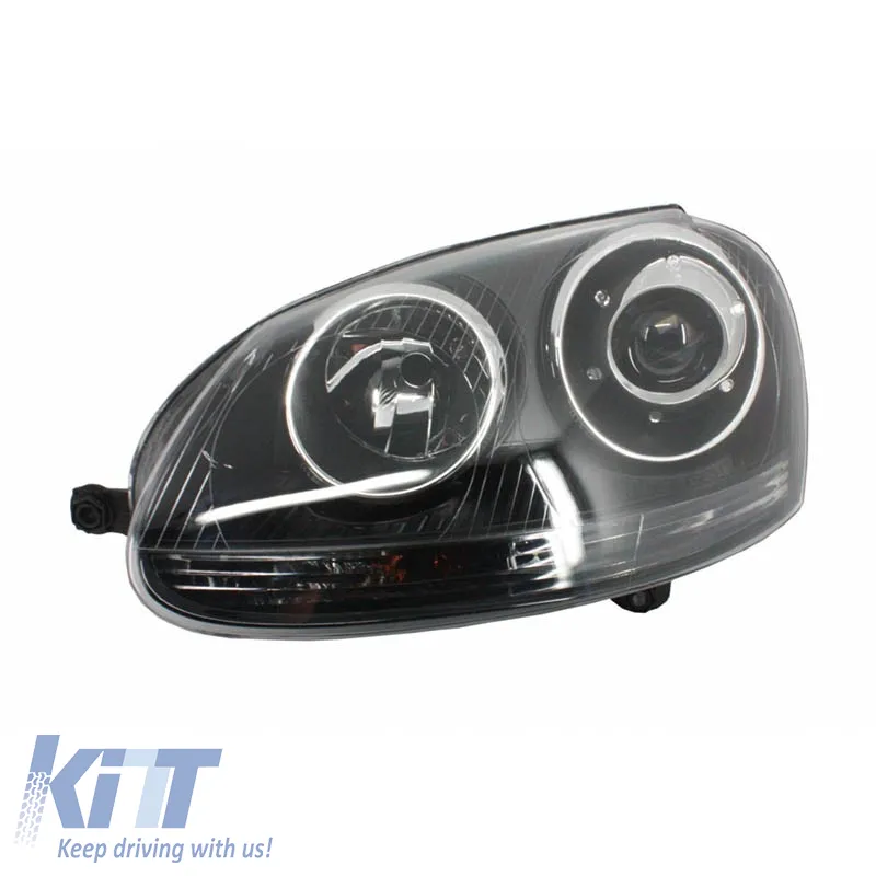 Headlights Set suitable for VW Golf V (5) 03-08 Projectors GTI / R32 Look Black H7/H7 With Motor & E-Mark Carner