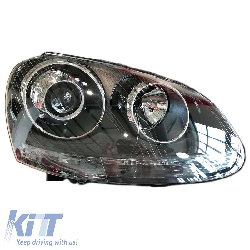 Headlights Set suitable for VW Golf V (5) 03-08 Projectors GTI / R32 Look Black H7/H7 With Motor & E-Mark Carner