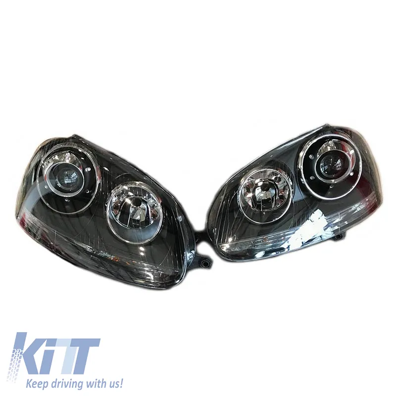 Headlights Set suitable for VW Golf V (5) 03-08 Projectors GTI / R32 Look Black H7/H7 With Motor & E-Mark Carner