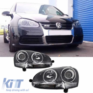 Headlights Set suitable for VW Golf V (5) 03-08 Projectors GTI / R32 Look Chrome H7/H7 With Motor & E-Mark Carner