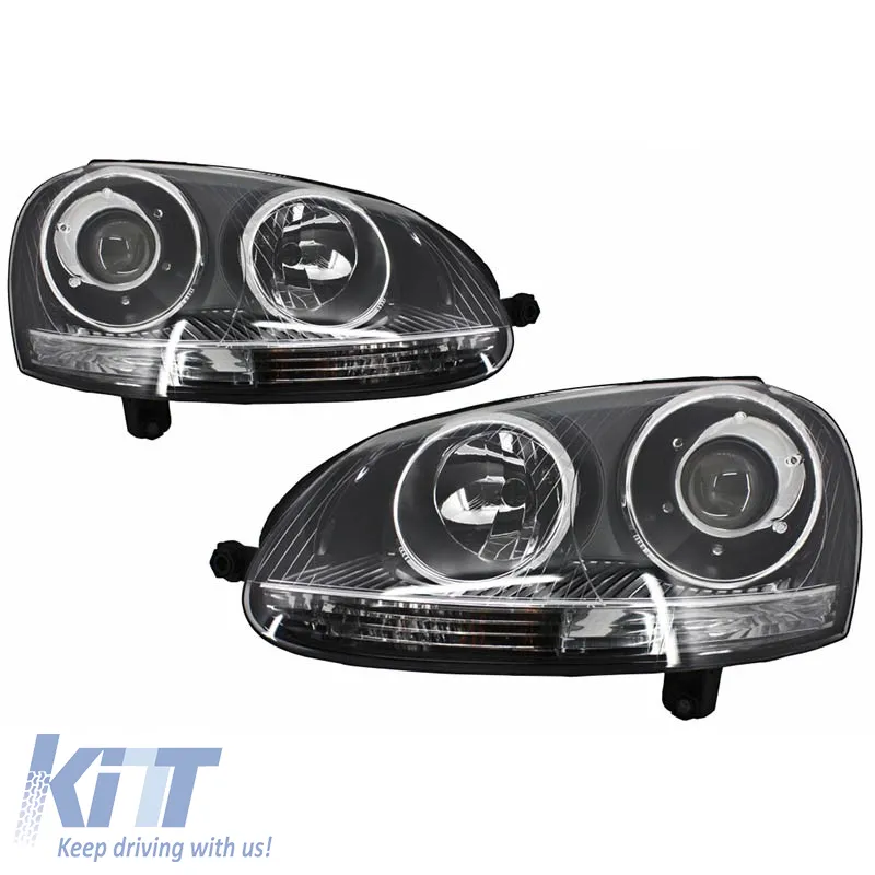 Headlights Set suitable for VW Golf V (5) 03-08 Projectors GTI / R32 Look Chrome H7/H7 With Motor & E-Mark Carner