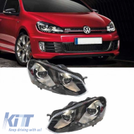 Headlights Set suitable for VW Golf VI (6) 08-12 DRL GTI /R20 Look Black H7/H7 With Motor Carner