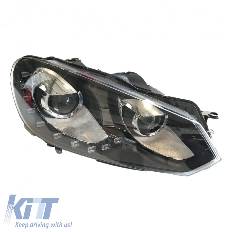 Headlights Set suitable for VW Golf VI (6) 08-12 DRL GTI /R20 Look Black H7/H7 With Motor Carner