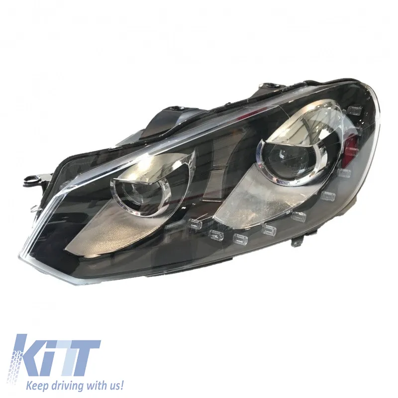 Headlights Set suitable for VW Golf VI (6) 08-12 DRL GTI /R20 Look Black H7/H7 With Motor Carner