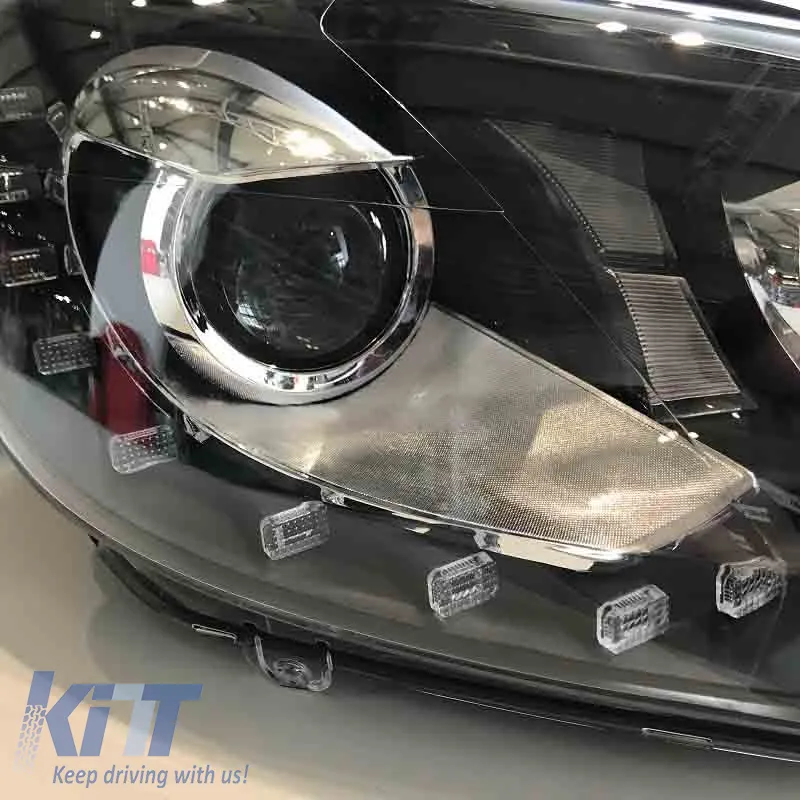 Headlights Set suitable for VW Golf VI (6) 08-12 DRL GTI /R20 Look Black H7/H7 With Motor Carner