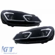 Headlights Set suitable for VW Golf VI (6) 08-12 DRL & LED Signal Dynamic Look Golf 7.5 Black/Silver Line H7 With Motor Carrier-image-6325989