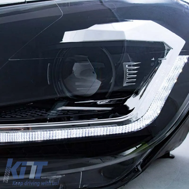 Headlights Set suitable for VW Golf VI (6) 08-12 DRL & LED Signal Dynamic Look Golf 7.5 Black/Silver Line H7 With Motor Carrier