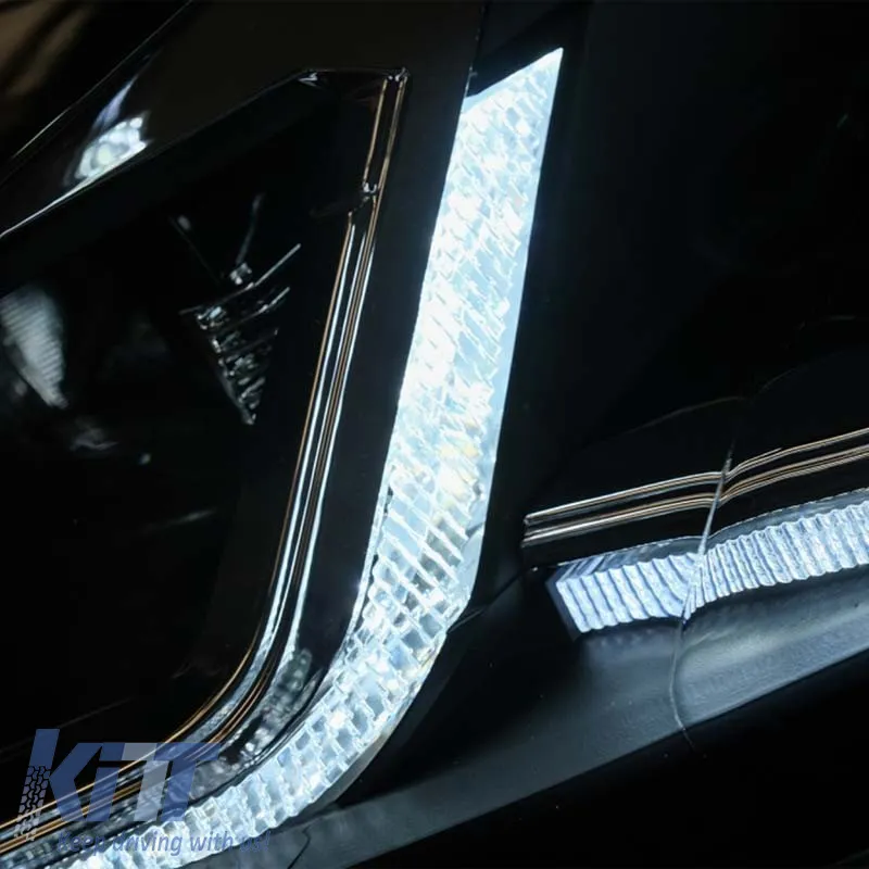 Headlights Set suitable for VW Golf VI (6) 08-12 DRL & LED Signal Dynamic Look Golf 7.5 Black/Silver Line H7 With Motor Carrier