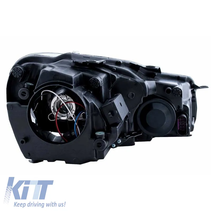 Headlights Set suitable for VW Golf VI (6) 08-12 DRL & LED Signal Dynamic Look Golf 7.5 Black/Silver Line H7 With Motor Carrier