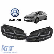 Headlights Set Suitable for VW Golf VII (7) 12-17 DRL Full LED Halogen Version Black LEDHL103-BK OsramLedriving