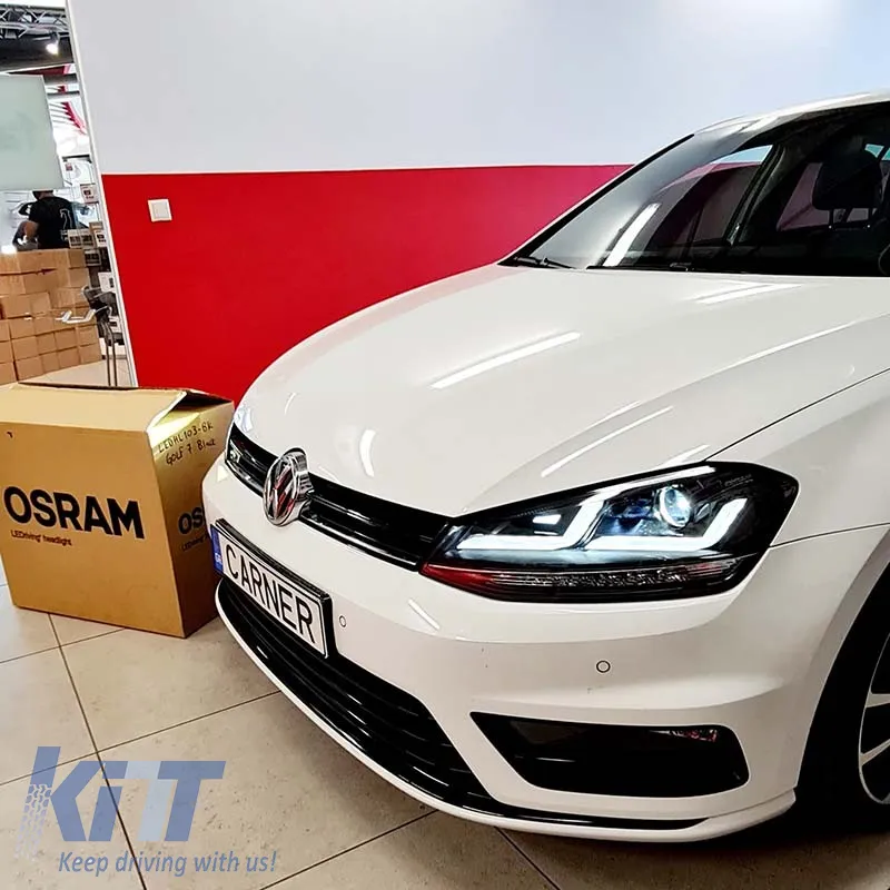 Headlights Set Suitable for VW Golf VII (7) 12-17 DRL Full LED Halogen Version Black LEDHL103-BK OsramLedriving