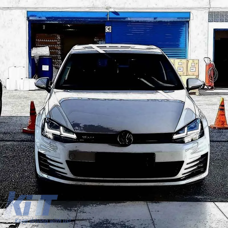 Headlights Set Suitable for VW Golf VII (7) 12-17 DRL Full LED Halogen Version Black LEDHL103-BK OsramLedriving