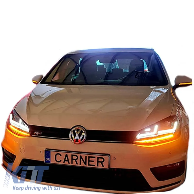 Headlights Set Suitable for VW Golf VII (7) 12-17 DRL Full LED Halogen Version Black LEDHL103-BK OsramLedriving