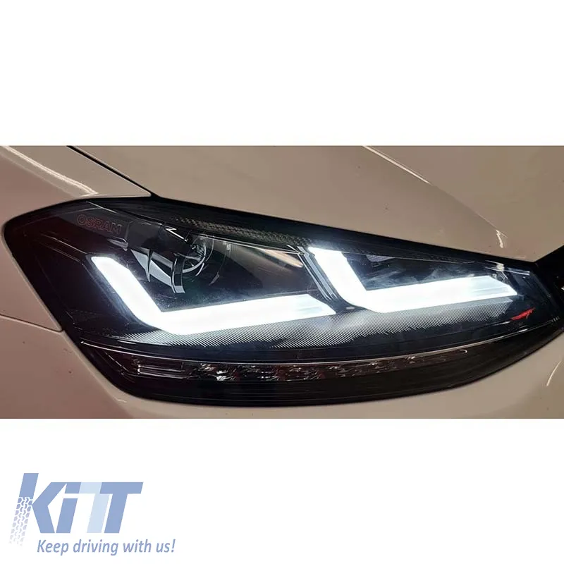 Headlights Set Suitable for VW Golf VII (7) 12-17 DRL Full LED Halogen Version Black LEDHL103-BK OsramLedriving