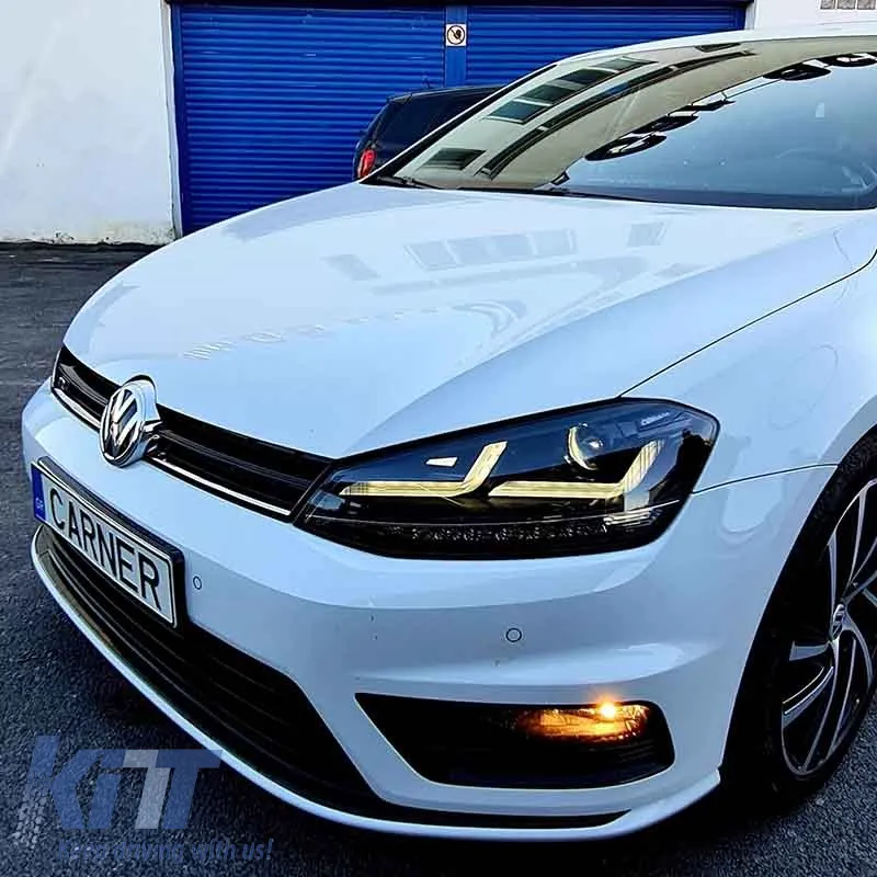 Headlights Set Suitable for VW Golf VII (7) 12-17 DRL Full LED Halogen Version Black LEDHL103-BK OsramLedriving