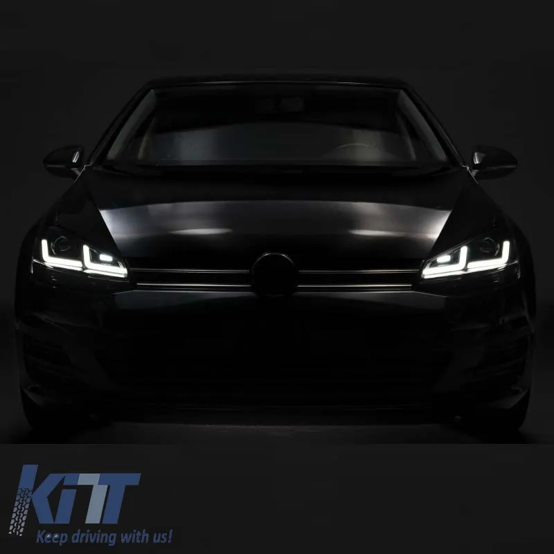Headlights Set Suitable for VW Golf VII (7) 12-17 DRL Full LED Halogen Version Black LEDHL103-BK OsramLedriving