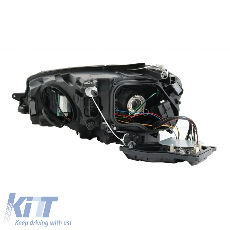 Headlights Set suitable for VW Golf VII (7) 12-17 Look 7.5 GTI Black/Red Line H7 With Motor Carner
