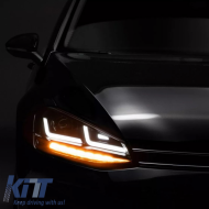 Headlights Set suitable for VW Golf VII (7) 12-17 DRL Full LED Halogen Version Black/Chrome LEDHL103-CM RHD Right Hand Drive Osram Ledriving