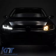 Headlights Set suitable for VW Golf VII (7) 12-17 DRL Full LED Halogen Version Black/Chrome LEDHL103-CM RHD Right Hand Drive Osram Ledriving