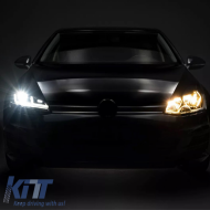 Headlights Set suitable for VW Golf VII (7) 12-17 DRL Full LED Halogen Version Black/Chrome LEDHL103-CM RHD Right Hand Drive Osram Ledriving
