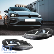 Headlights Set Suitable for VW Golf VII (7.5) 17-19 DRL Full LED Halogen Version Black LEDHL109-BK OsramLedriving