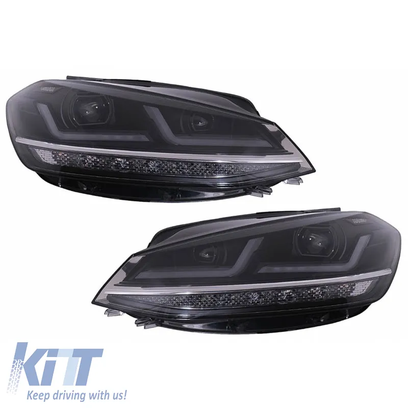 Headlights Set Suitable for VW Golf VII (7.5) 17-19 DRL Full LED Halogen Version Black LEDHL109-BK OsramLedriving