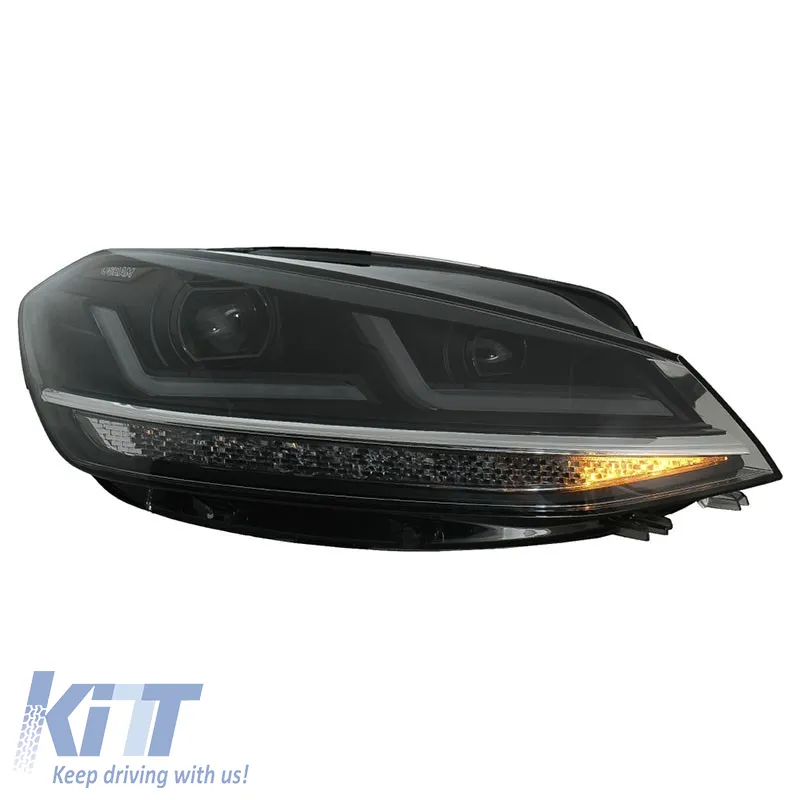 Headlights Set Suitable for VW Golf VII (7.5) 17-19 DRL Full LED Halogen Version Black LEDHL109-BK OsramLedriving