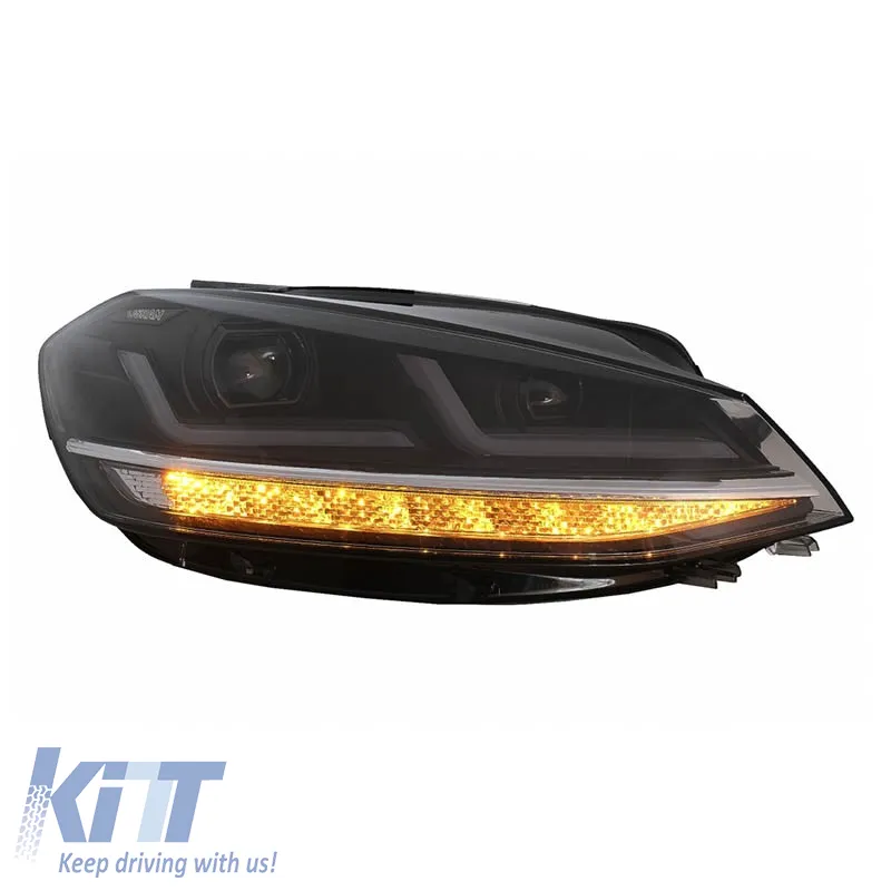 Headlights Set Suitable for VW Golf VII (7.5) 17-19 DRL Full LED Halogen Version Black LEDHL109-BK OsramLedriving