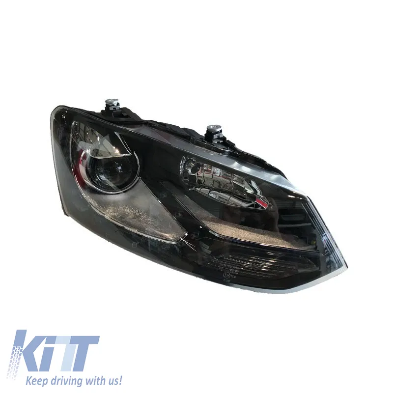 Headlights Set suitable for VW Polo 6R/6C 09-17 DRL GTI R-Look Black/Silver Line H7/H7 With Motor Carner
