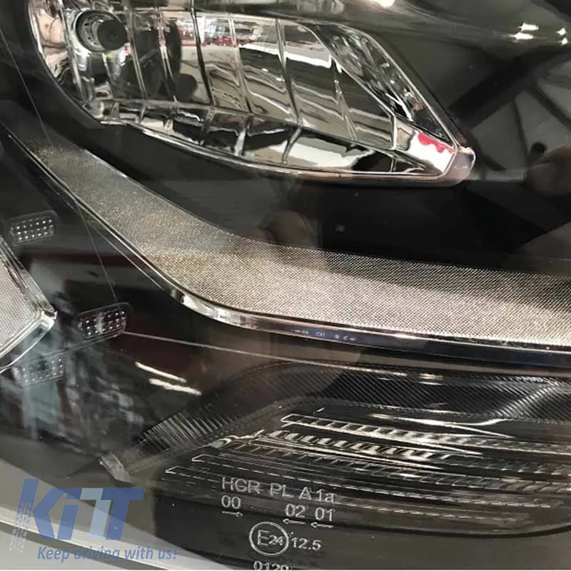 Headlights Set suitable for VW Polo 6R/6C 09-17 DRL GTI R-Look Black/Silver Line H7/H7 With Motor Carner
