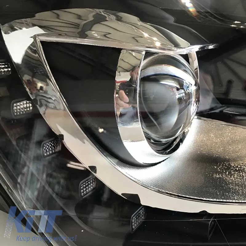 Headlights Set suitable for VW Polo 6R/6C 09-17 DRL GTI R-Look Black/Silver Line H7/H7 With Motor Carner