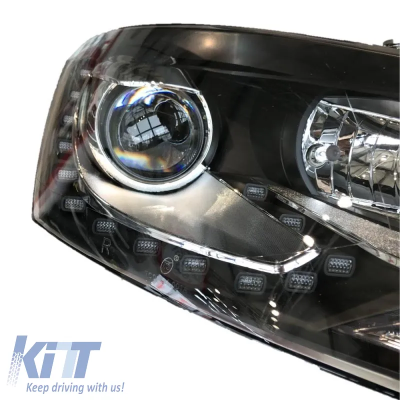 Headlights Set suitable for VW Polo 6R/6C 09-17 DRL GTI R-Look Black/Silver Line H7/H7 With Motor Carner