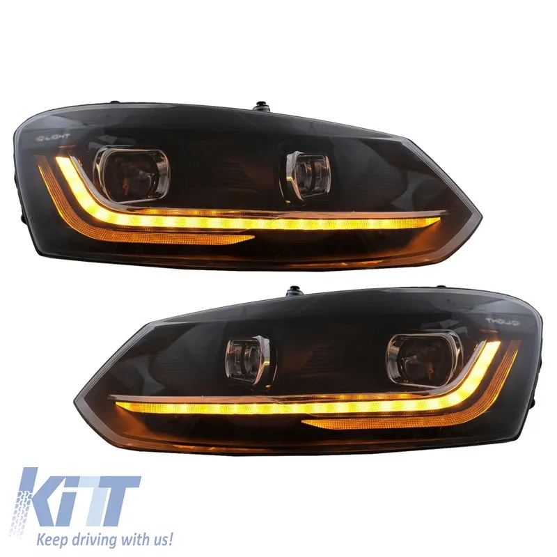 Headlights Set Suitable for VW Polo 6R/6C 09-17 DRL New Design & Dynamic Signal H7 With Motor Carrier