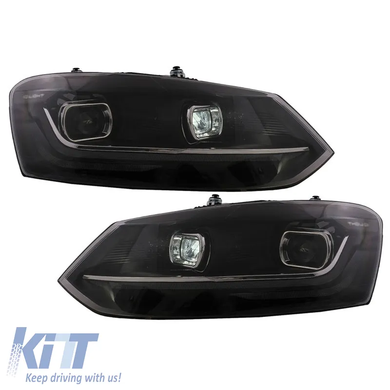 Headlights Set Suitable for VW Polo 6R/6C 09-17 DRL New Design & Dynamic Signal H7 With Motor Carrier