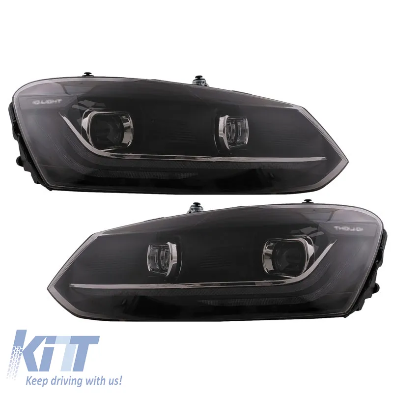 Headlights Set Suitable for VW Polo 6R/6C 09-17 DRL New Design & Dynamic Signal H7 With Motor Carrier
