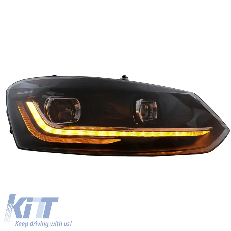 Headlights Set Suitable for VW Polo 6R/6C 09-17 DRL New Design & Dynamic Signal H7 With Motor Carrier
