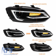 Headlights Set Suitable for VW Polo 6R/6C 09-17 DRL Tube & Dynamic Signal H7 With Motor V-Land-image-6329246