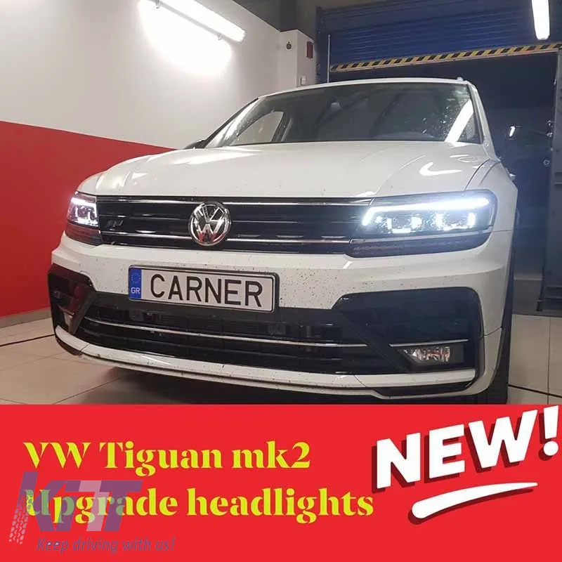 Headlights Set suitable for VW Tiguan II mk2 16+ DRL Led Matrix & Led Signal Dynamic R-Line Look H7/H7 With Motor Carner