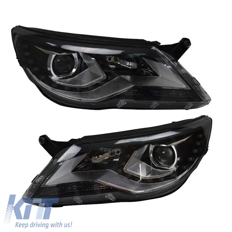 Headlights Set suitable for VW Tiguan mk1 07-11 DRL Black H7/H7 With Motor Carner