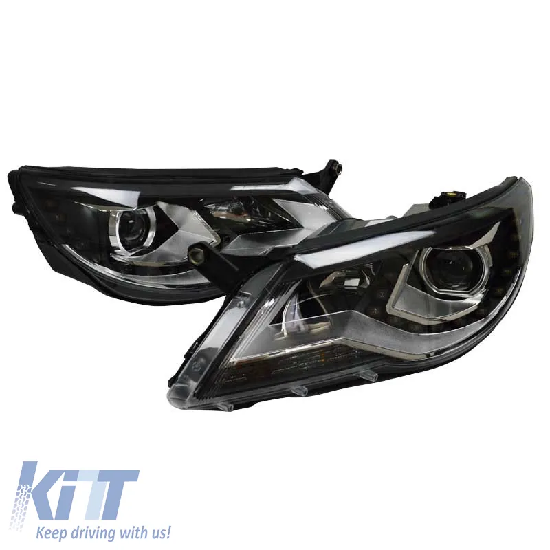 Headlights Set suitable for VW Tiguan mk1 07-11 DRL Black H7/H7 With Motor Carner