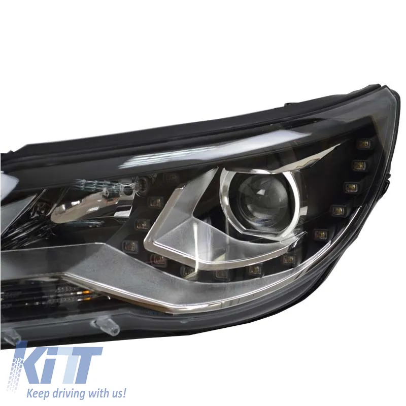 Headlights Set suitable for VW Tiguan mk1 07-11 DRL Black H7/H7 With Motor Carner