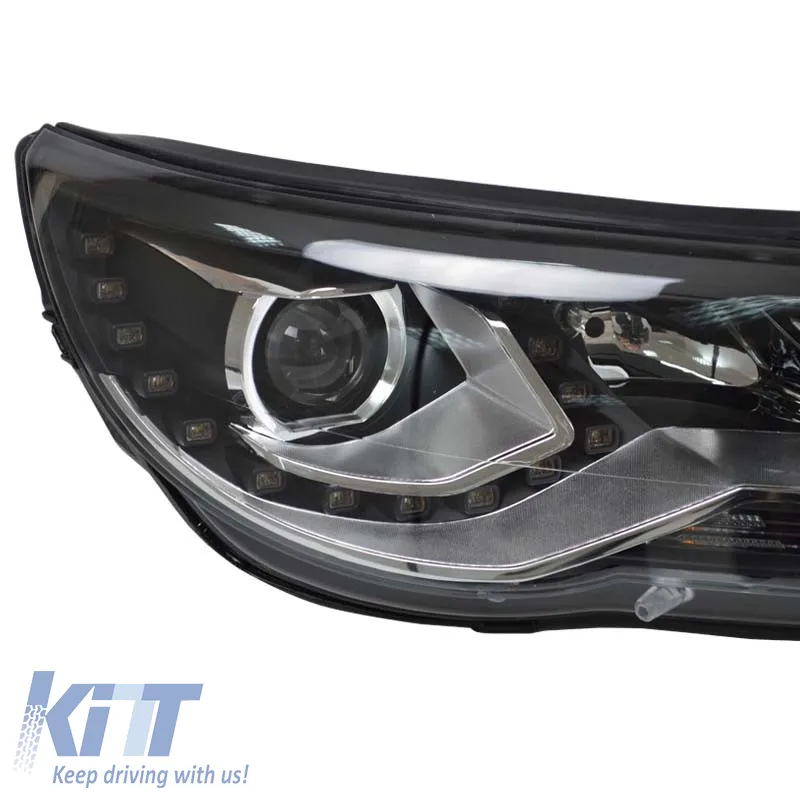 Headlights Set suitable for VW Tiguan mk1 07-11 DRL Black H7/H7 With Motor Carner