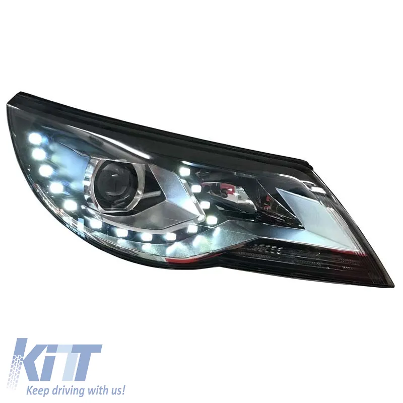Headlights Set suitable for VW Tiguan mk1 07-11 DRL Black H7/H7 With Motor Carner